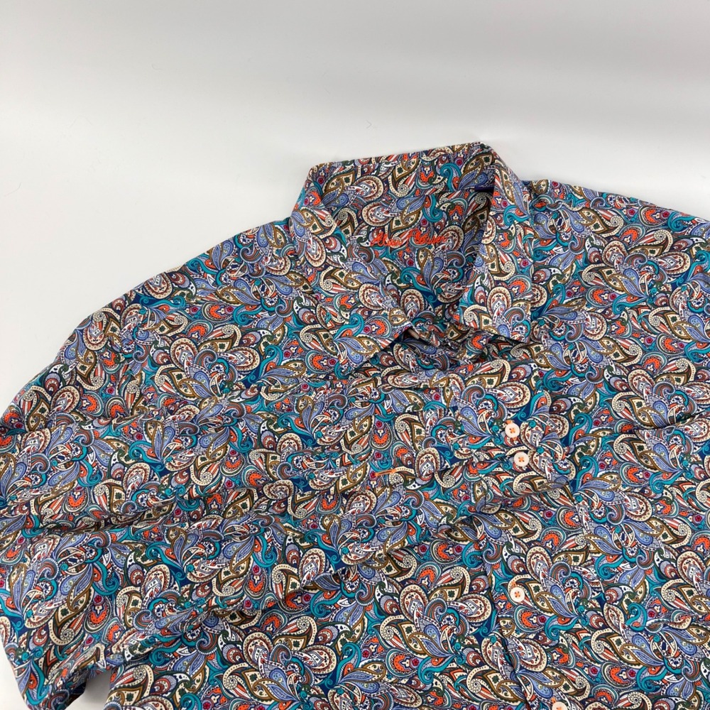 Alan Flusser Mens XXL Paisley Button Down Shirt 100% Cotton Long Sleeve